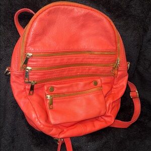 Laura Di Maggio Soft Stylish Orange Leather Backpack Rare*